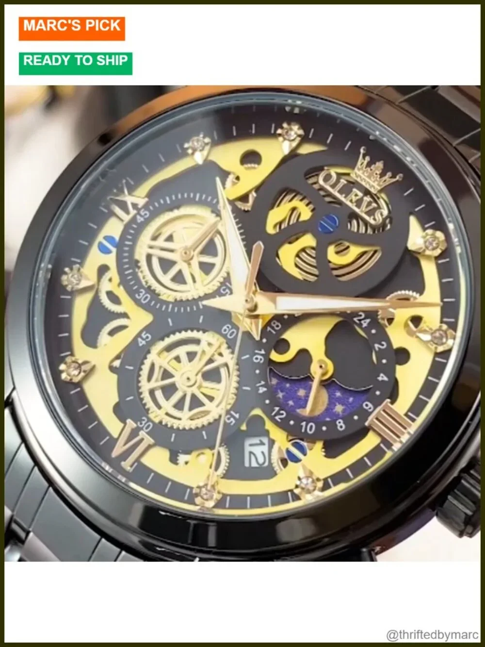 Luxury Chronograph Stainless Steel Watch with Date Business Classic Dress Watch